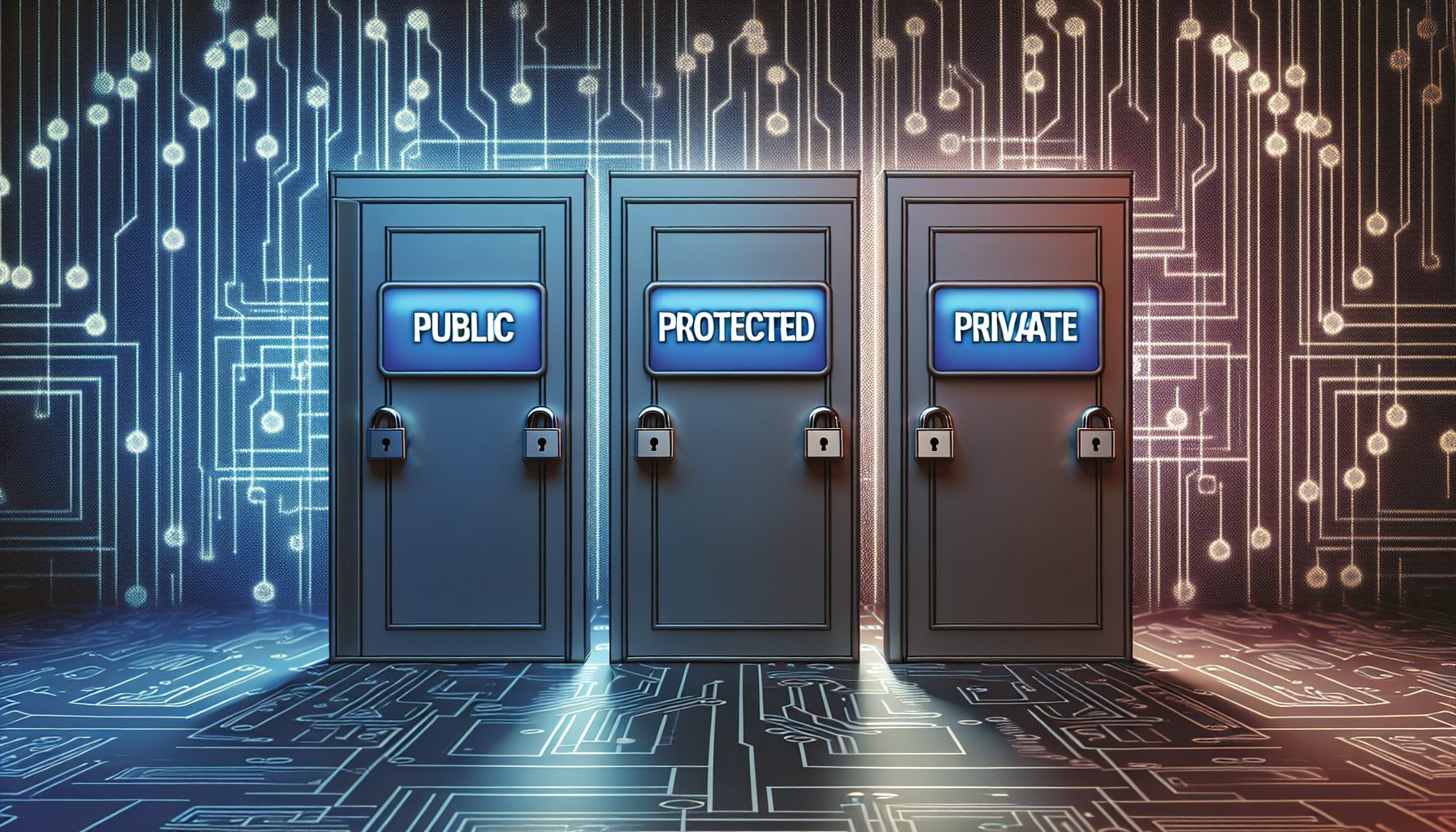 Три уровня доступа: public, protected, private